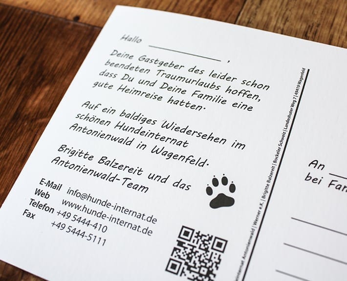 Hundeinternat Dankeskarte Treuekarte Osnabrück