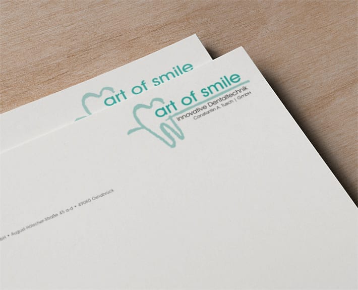 Briefpapier Geschäftsausstattung art of smile