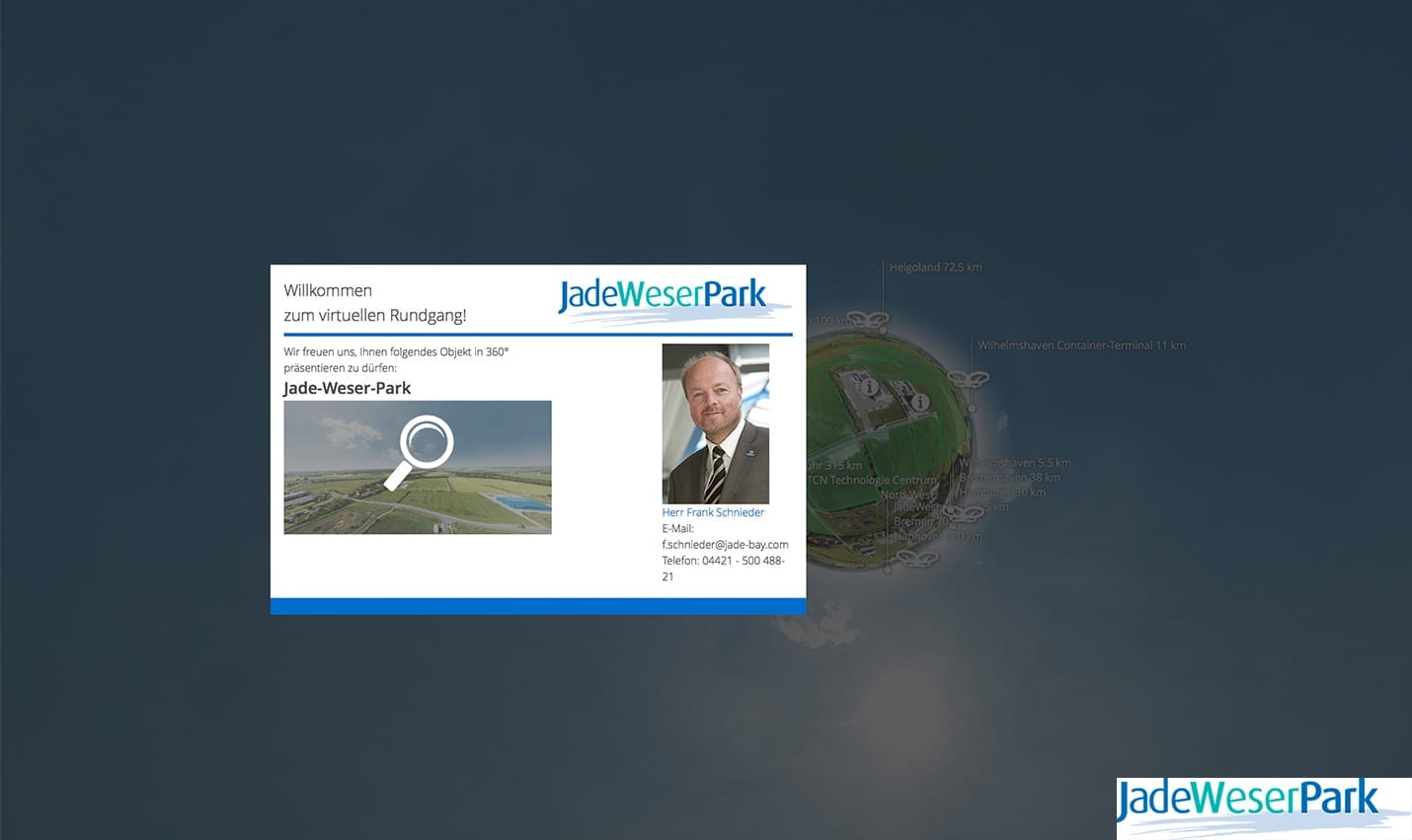 Virtuelle Tour Jade-Weser Park 360 Willkommensdialog