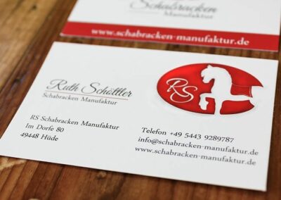 Visitenkarte „RS Schabracken Manufaktur“