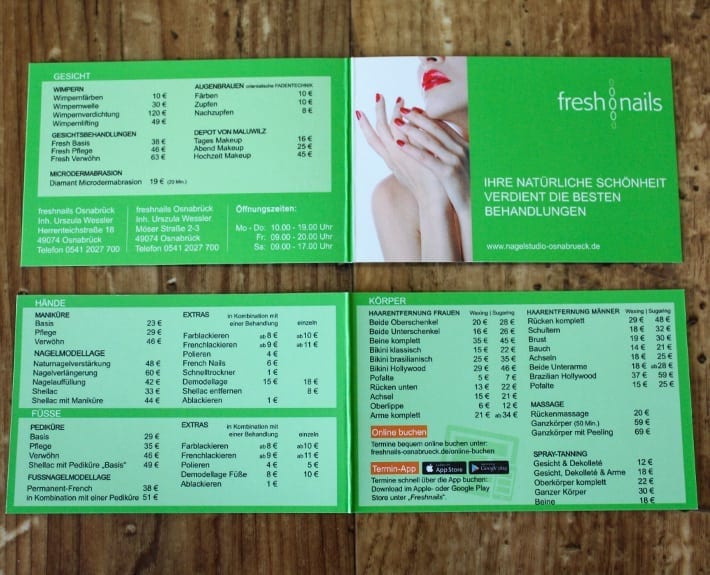 Terminkartengestaltung Freshnails Osnabrück