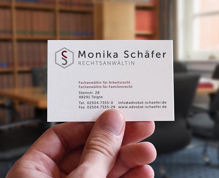 Logo Visitenkarte Geschäftsaustattung Osnabrück Monika Schäfer
