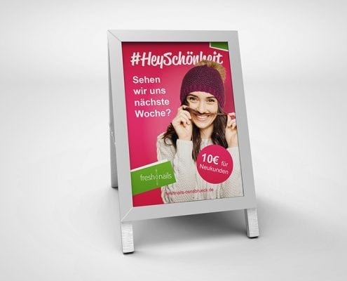 Kundenstopper Plakatwerbung Außenwerbung Plakatwand Freshnails Osnabrück