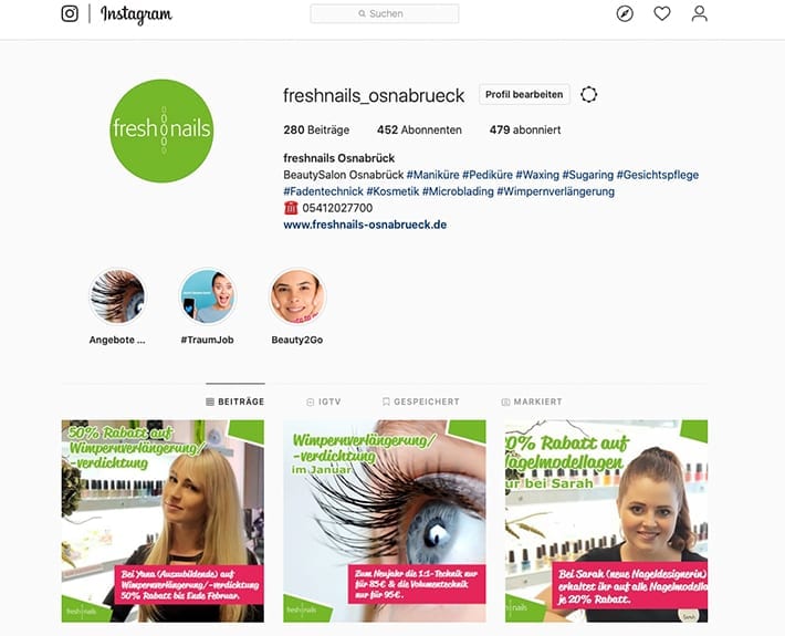 Social Media Marketing Instagram Freshnails Osnabrück
